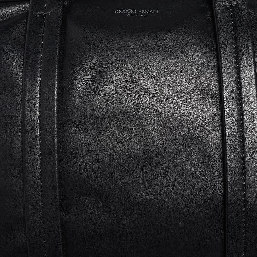 Giorgio Armani Black Leather Logo Laptop Bag 1