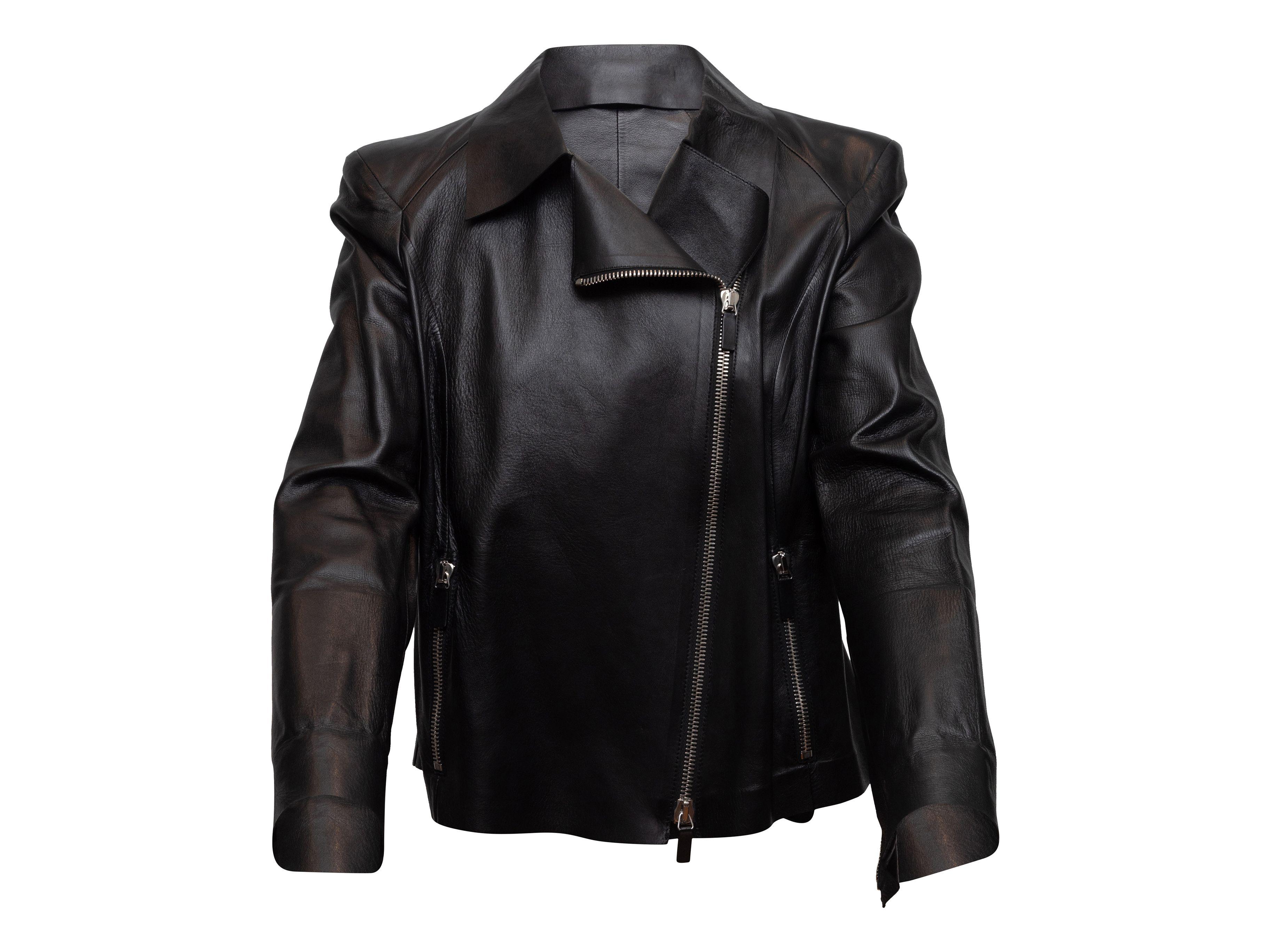 Giorgio Armani Black Leather Moto Jacket 1