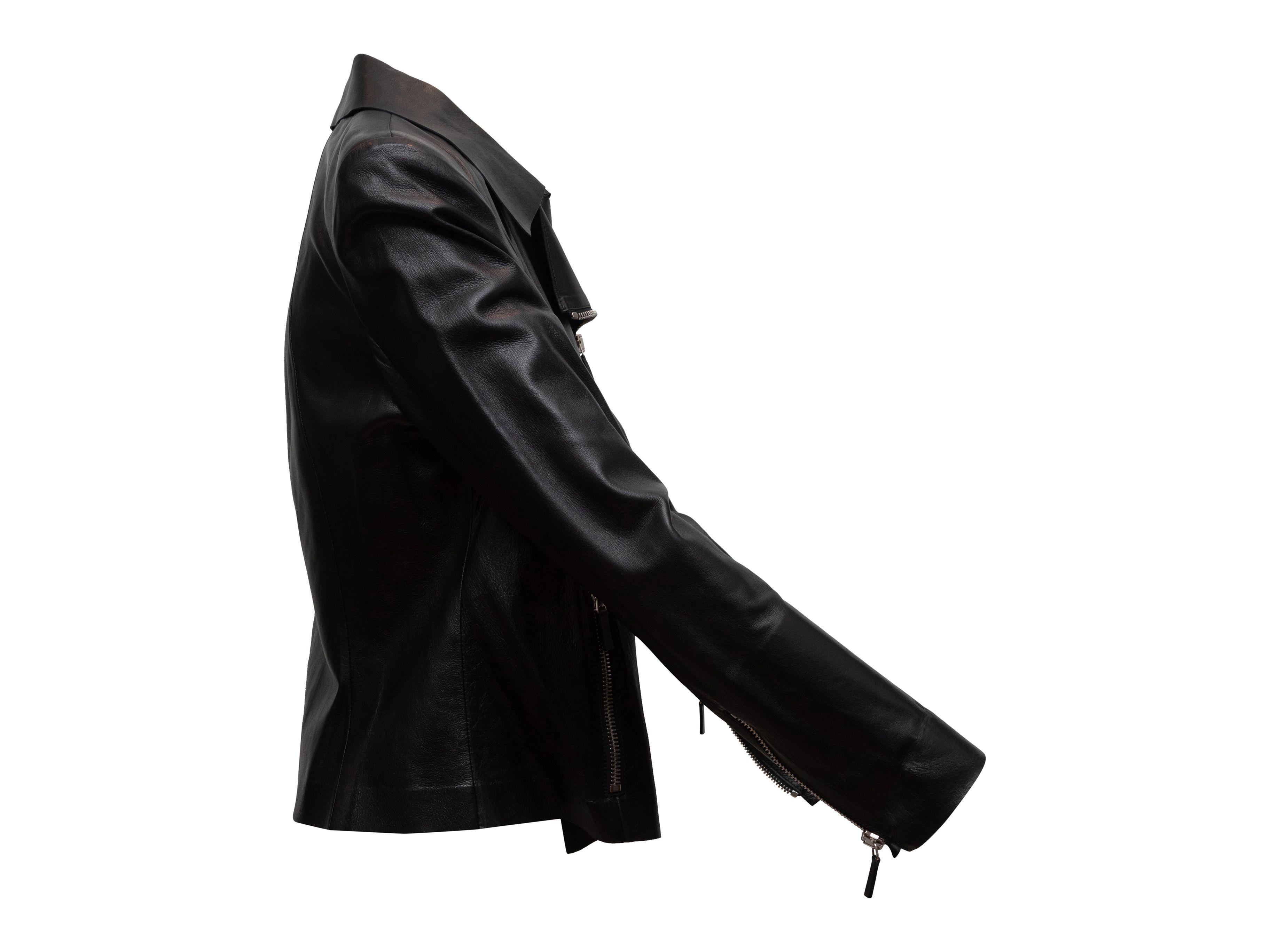 Giorgio Armani Black Leather Moto Jacket 3