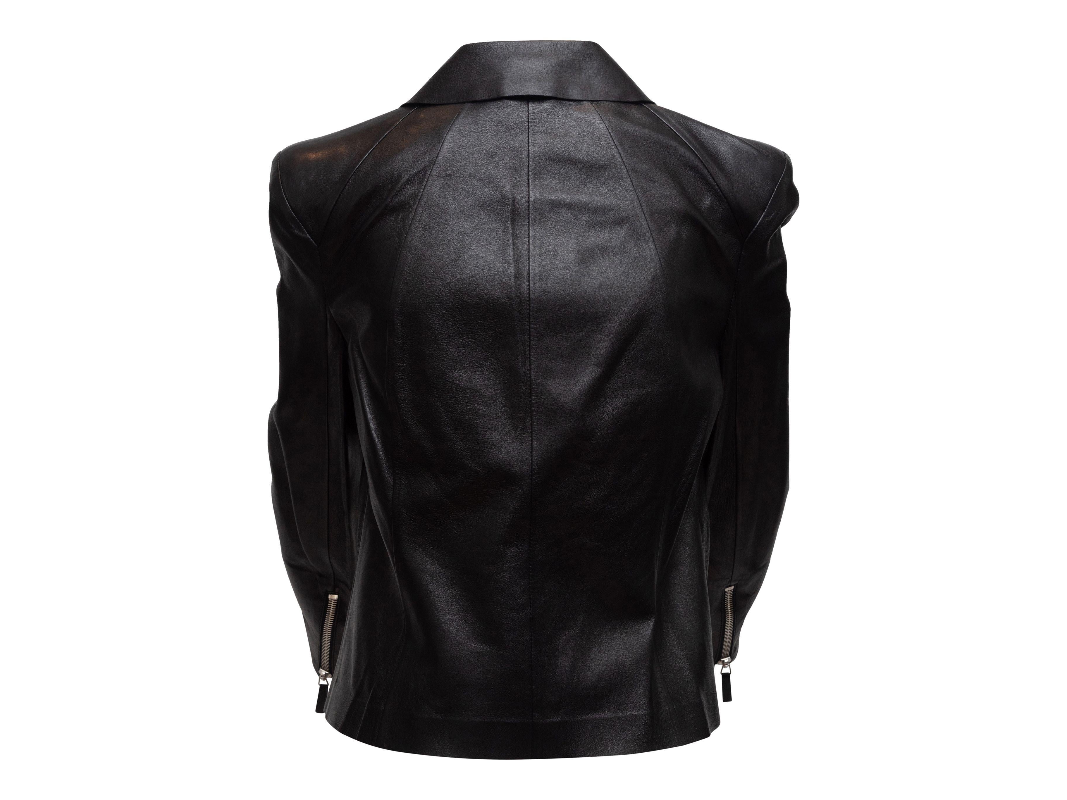 Giorgio Armani Black Leather Moto Jacket 4