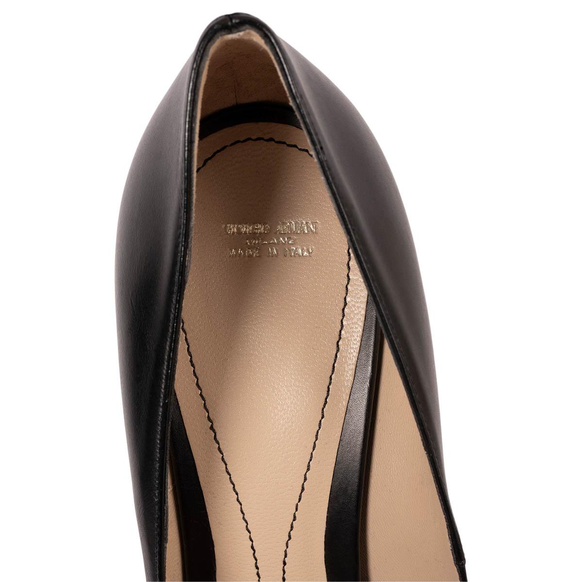 GIORGIO ARMANI black leather Pointed Toe Pumps Shoes 39 For Sale 3