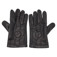 Giorgio Armani Gants en cuir noir Stitch by Stitch L