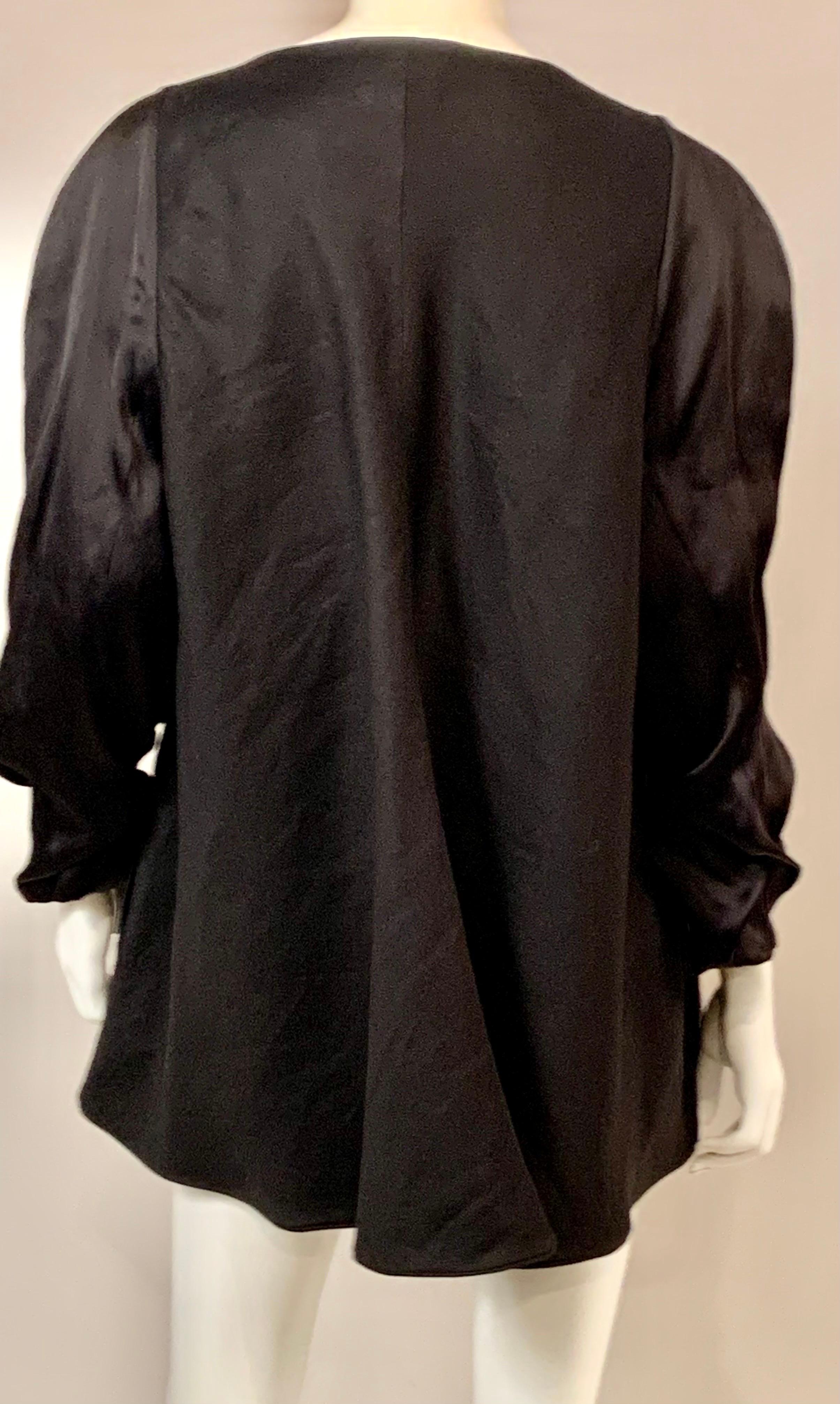Women's Giorgio Armani Black Linen Jacket with Silk Sleeves                              For Sale