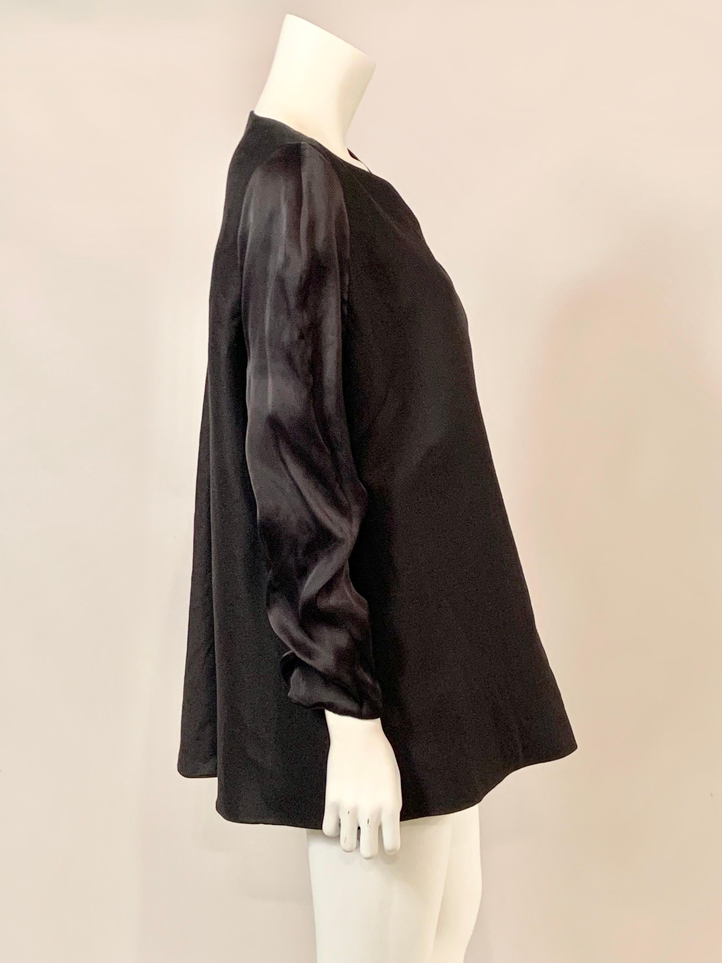 Giorgio Armani Black Linen Jacket with Silk Sleeves                              For Sale 1