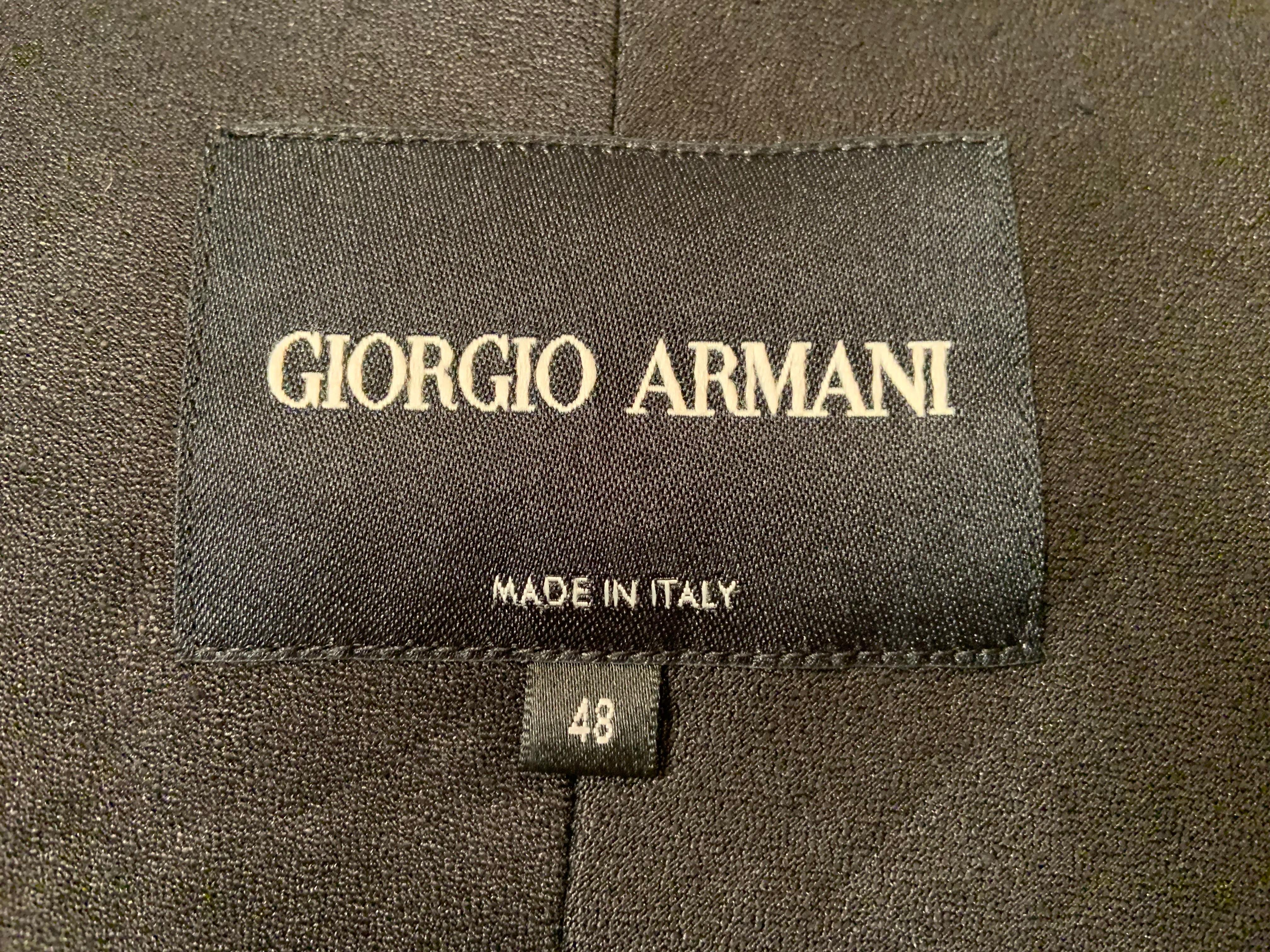 Giorgio Armani Black Linen Jacket with Silk Sleeves                              For Sale 2