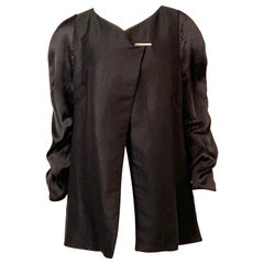 Vintage Giorgio Armani Black Linen Jacket with Silk Sleeves