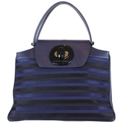 Giorgio Armani Black/Navy Leather Top Handle Bag