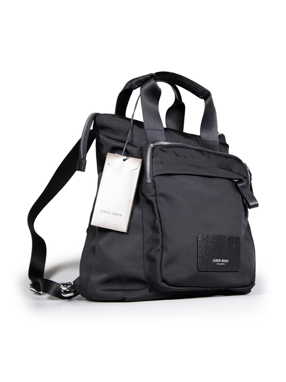 CONDITION is Never worn, with tags. No visible wear to the bag is evident on this new Giorgio Armani designer resale item. This bag comes in the original dust bag.
 
 
 
 Details
 
 
 Black
 
 Cloth textile
 
 Backpack
 
 2x Top handles
 
 1x