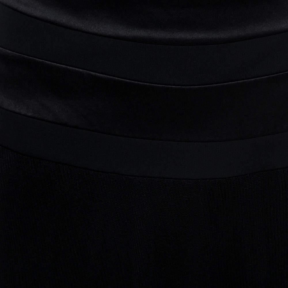 Women's Giorgio Armani Black Nylon Blend Jersey Flared Skirt L