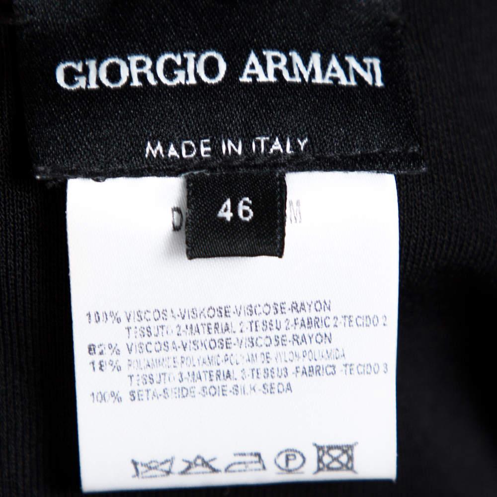Giorgio Armani Black Nylon Blend Jersey Flared Skirt L 1