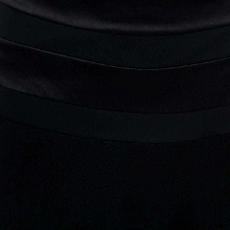 Giorgio Armani Black Nylon Blend Jersey Flared Skirt L For Sale 1