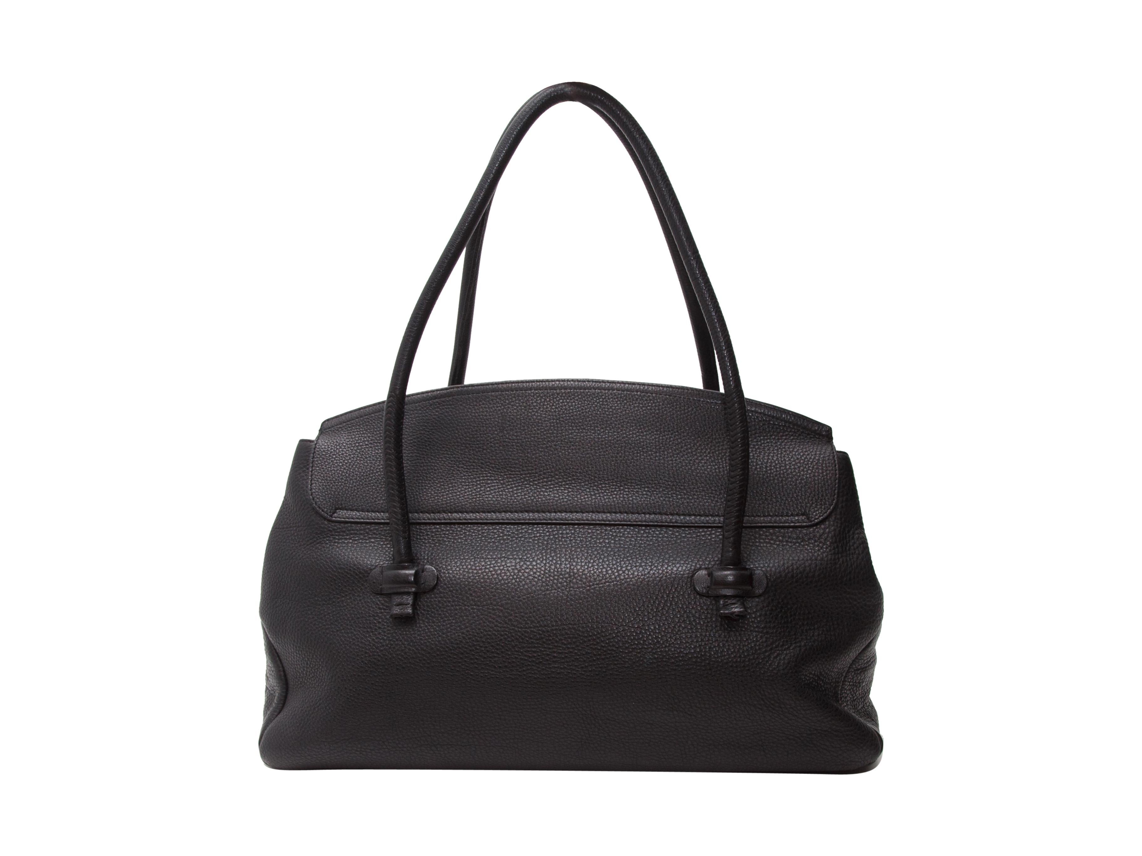Giorgio Armani Black Pebbled Leather Tote Bag In Good Condition In New York, NY