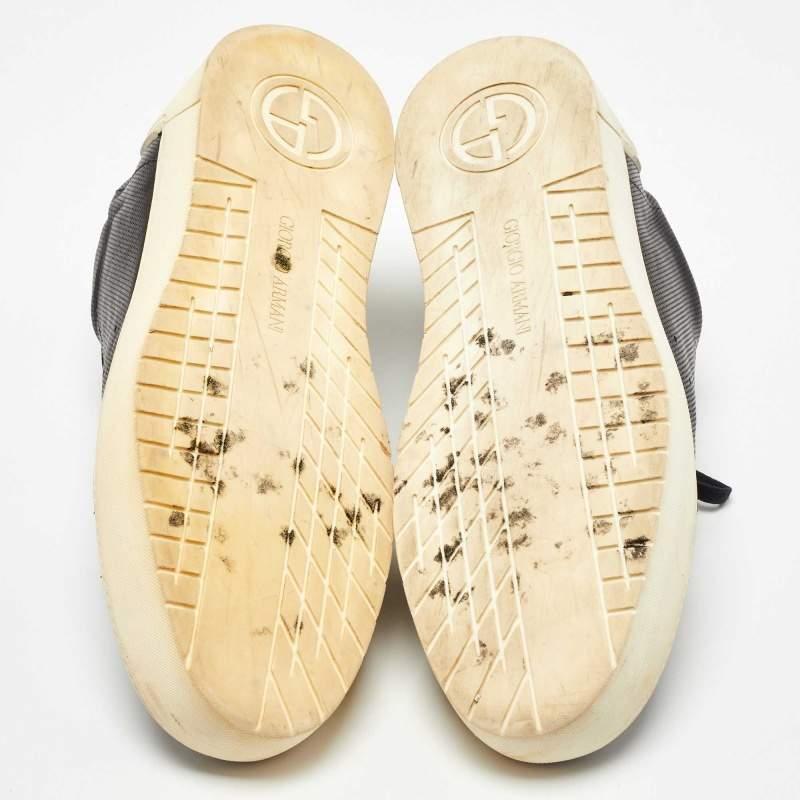 Giorgio Armani Black Perforated Leather Platform Sneakers Size 42 2