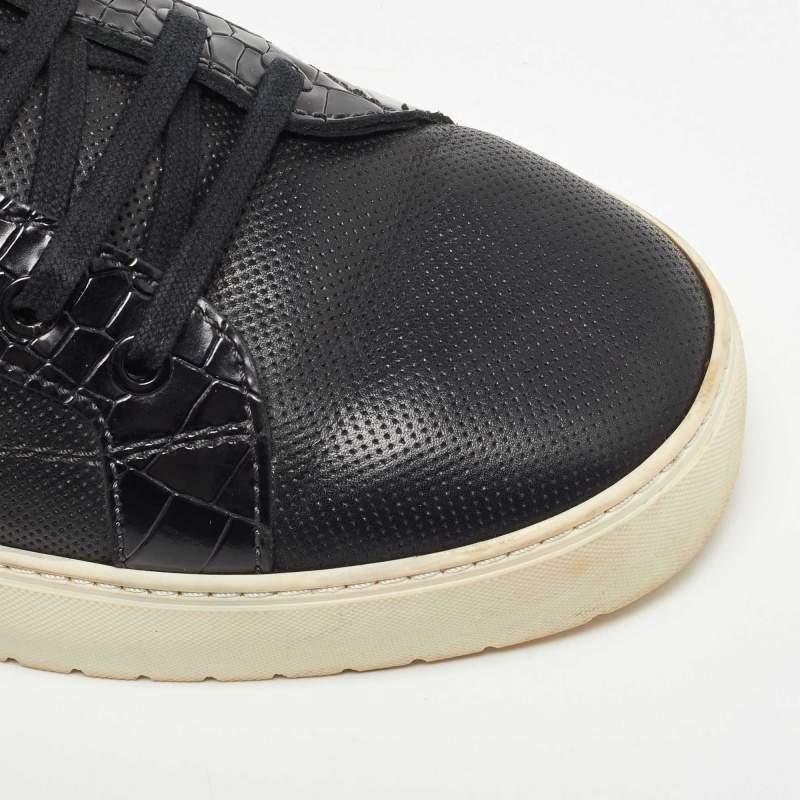 Giorgio Armani Black Perforated Leather Platform Sneakers Size 42 3