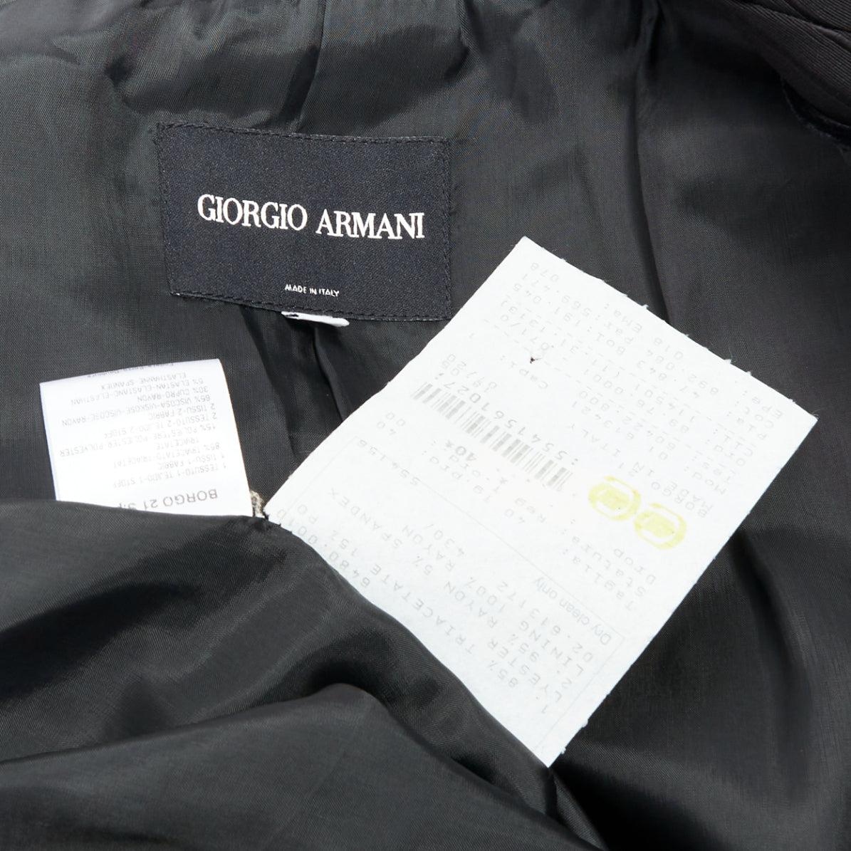 GIORGIO ARMANI black pinstripe velvet trim cropped tuxedo blazer IT40 S For Sale 4