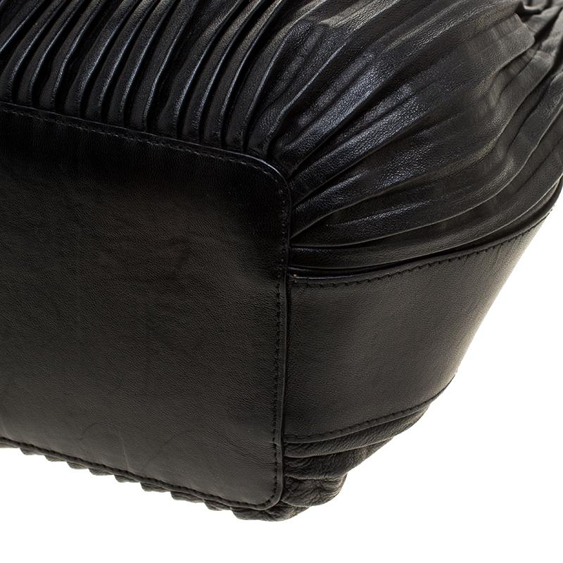 Giorgio Armani Black Pleated Leather Tote 3