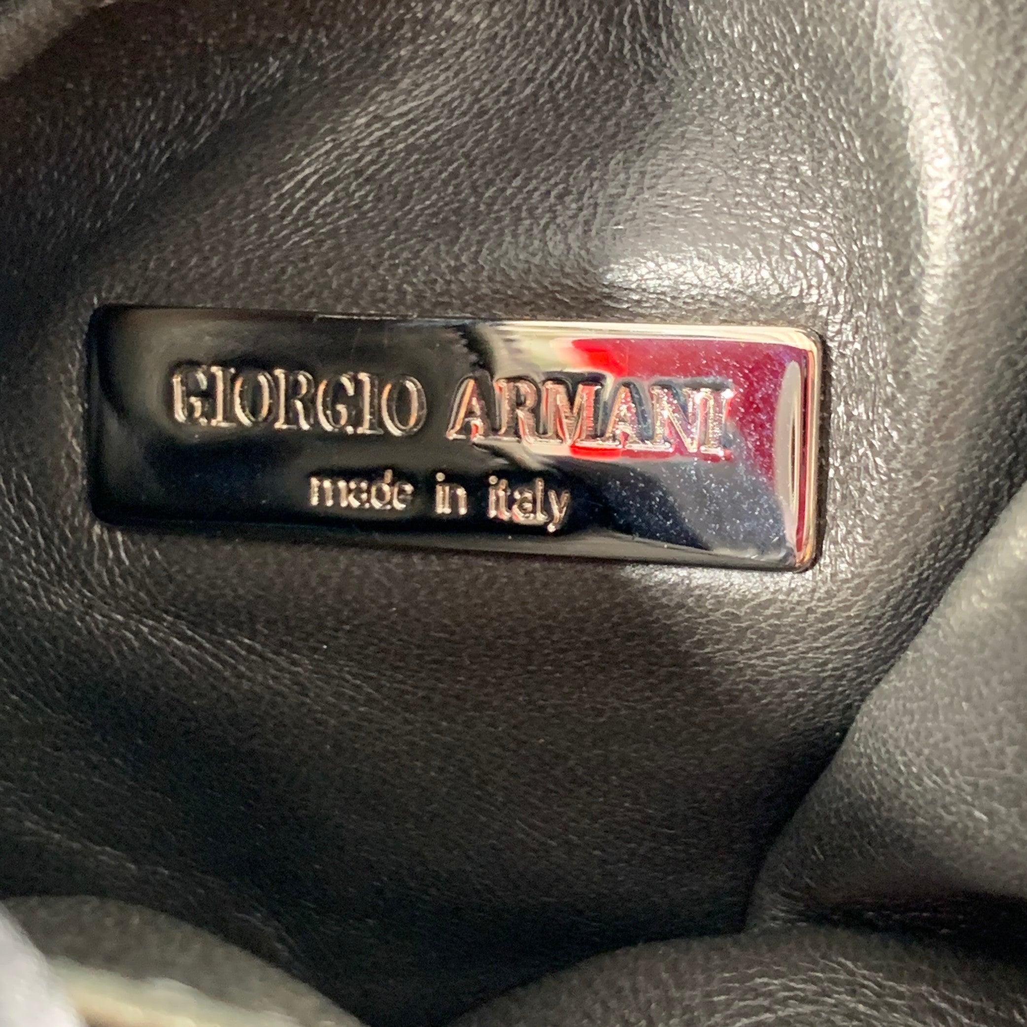 GIORGIO ARMANI Black Pleated Silk Evening Handbag For Sale 1