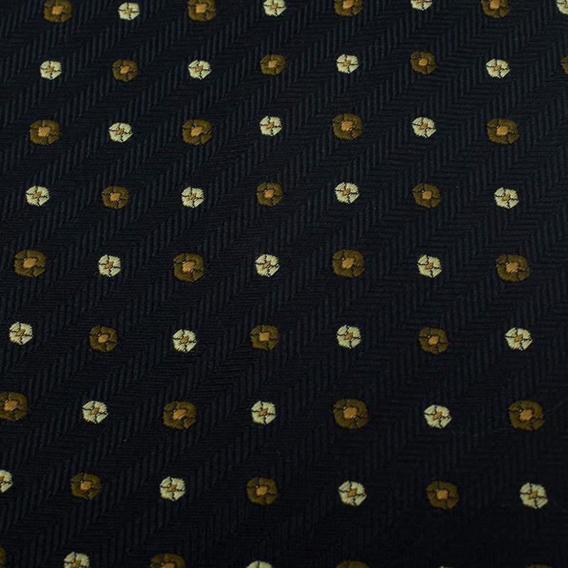 Giorgio Armani Black Polka Dot Silk Tie In Good Condition For Sale In Dubai, Al Qouz 2