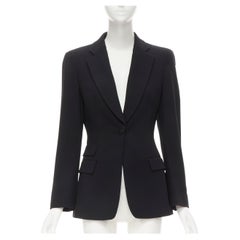 GIORGIO ARMANI black pure wool single button 3-pocket blazer jacket IT40 S