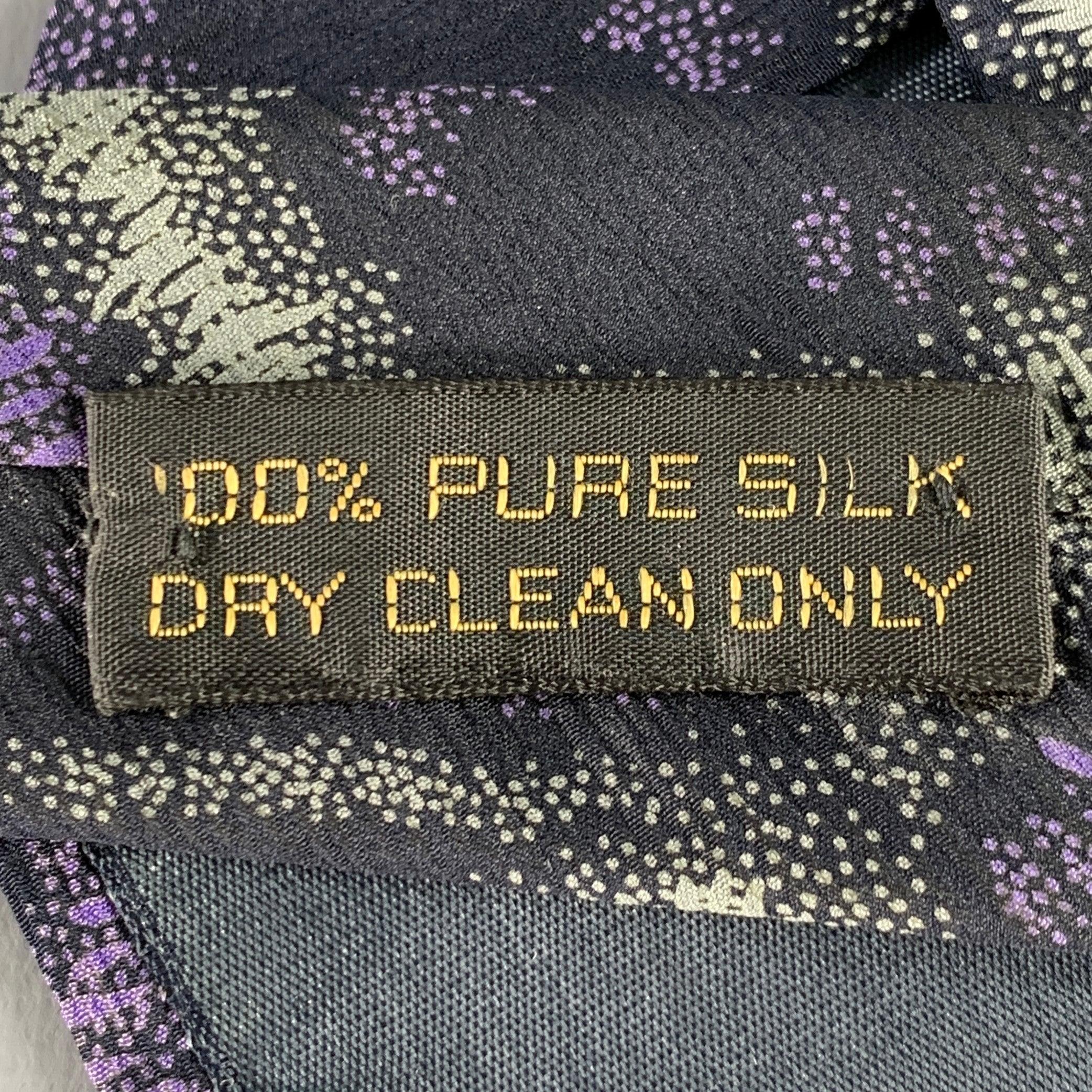 Men's GIORGIO ARMANI Black Purple Abstract Silk Tie For Sale