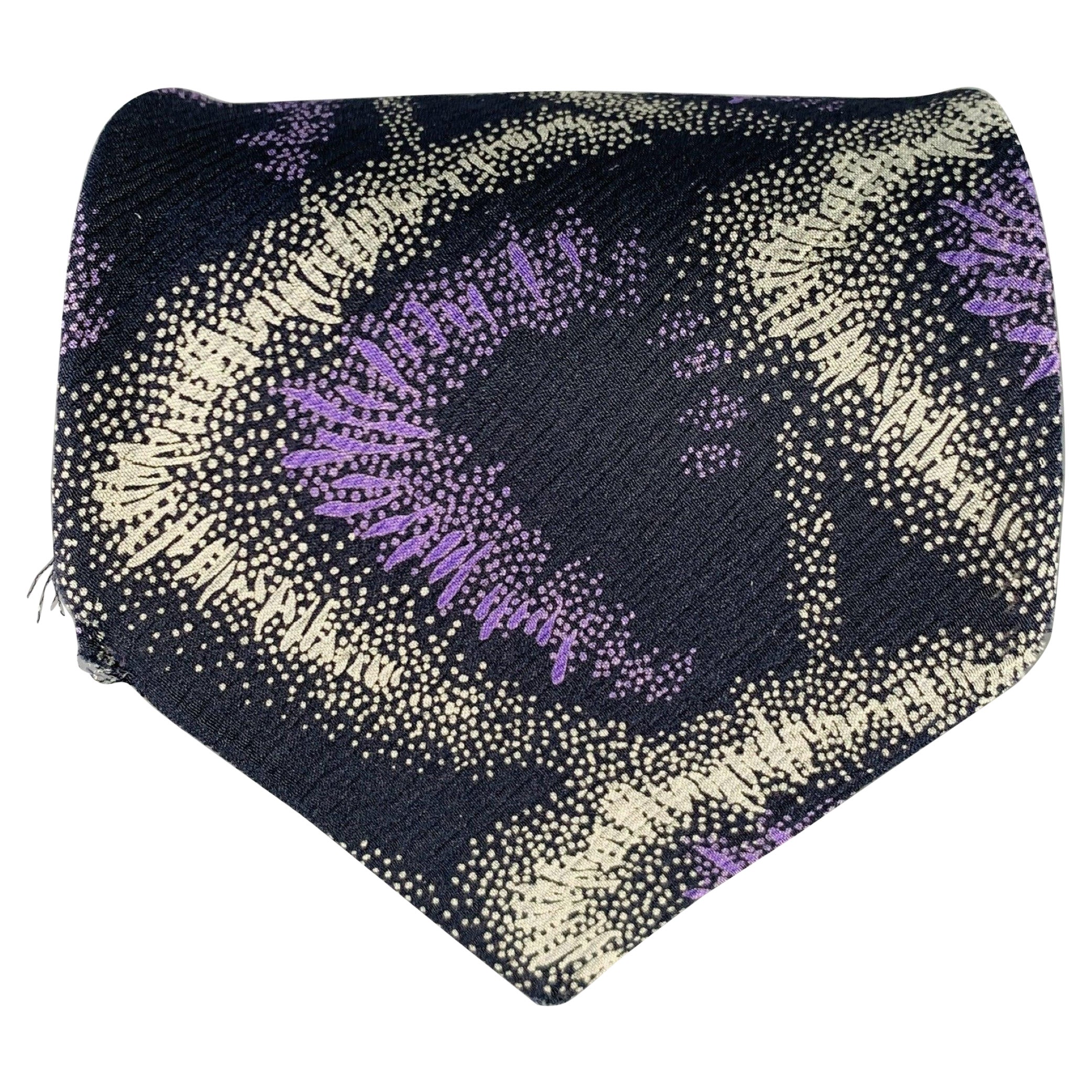 Giorgio Armani - Cravate en soie abstraite noire et violette