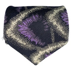 GIORGIO ARMANI Black Purple Abstract Silk Tie