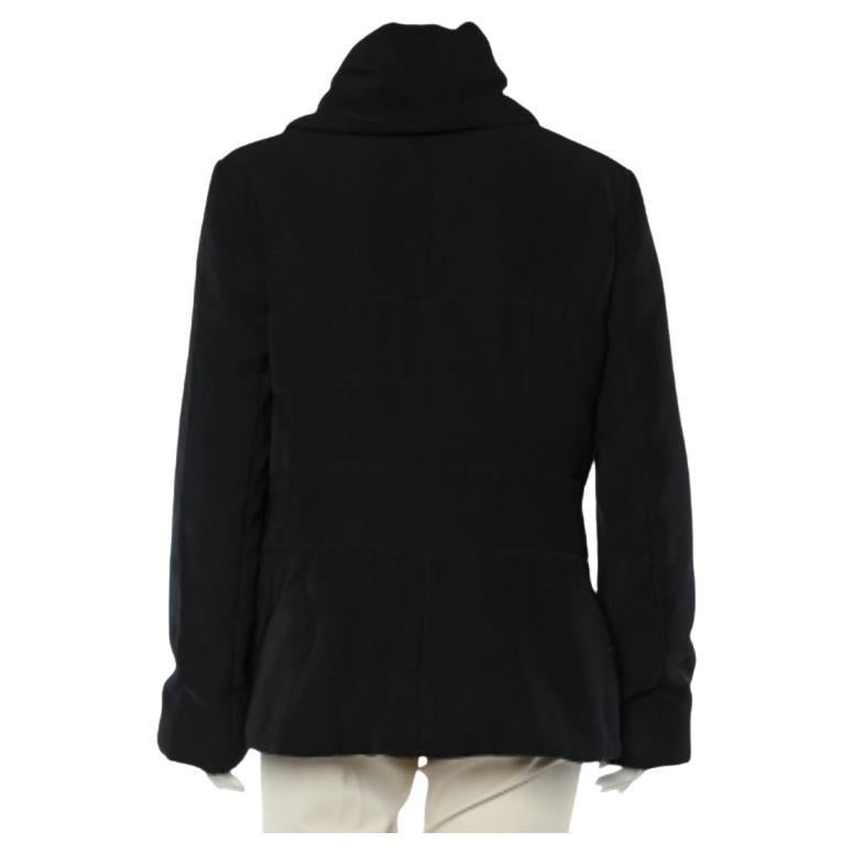 Giorgio Armani Chaqueta negra acolchada con cuello extragrande y cremallera XL Negro en venta