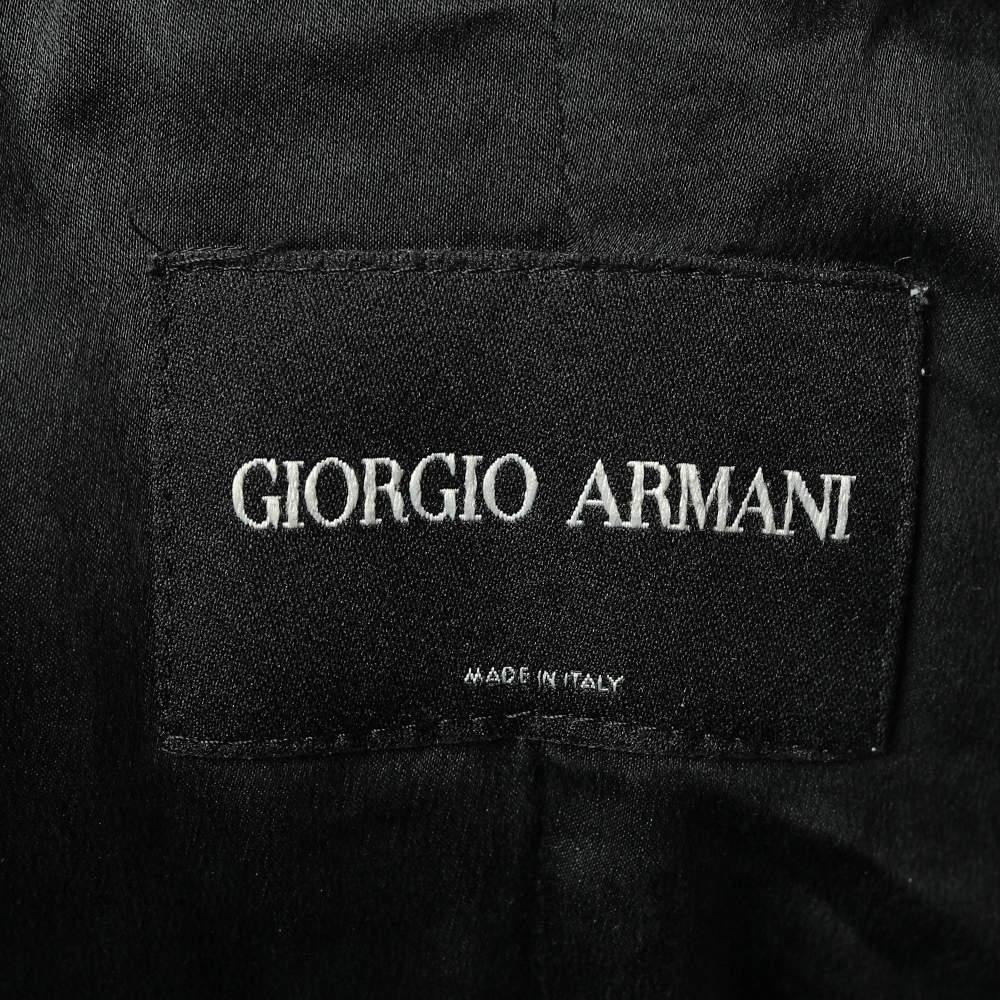 Giorgio Armani Black Quilted Oversized Collar Zip Front Jacket XL In Good Condition For Sale In Dubai, Al Qouz 2
