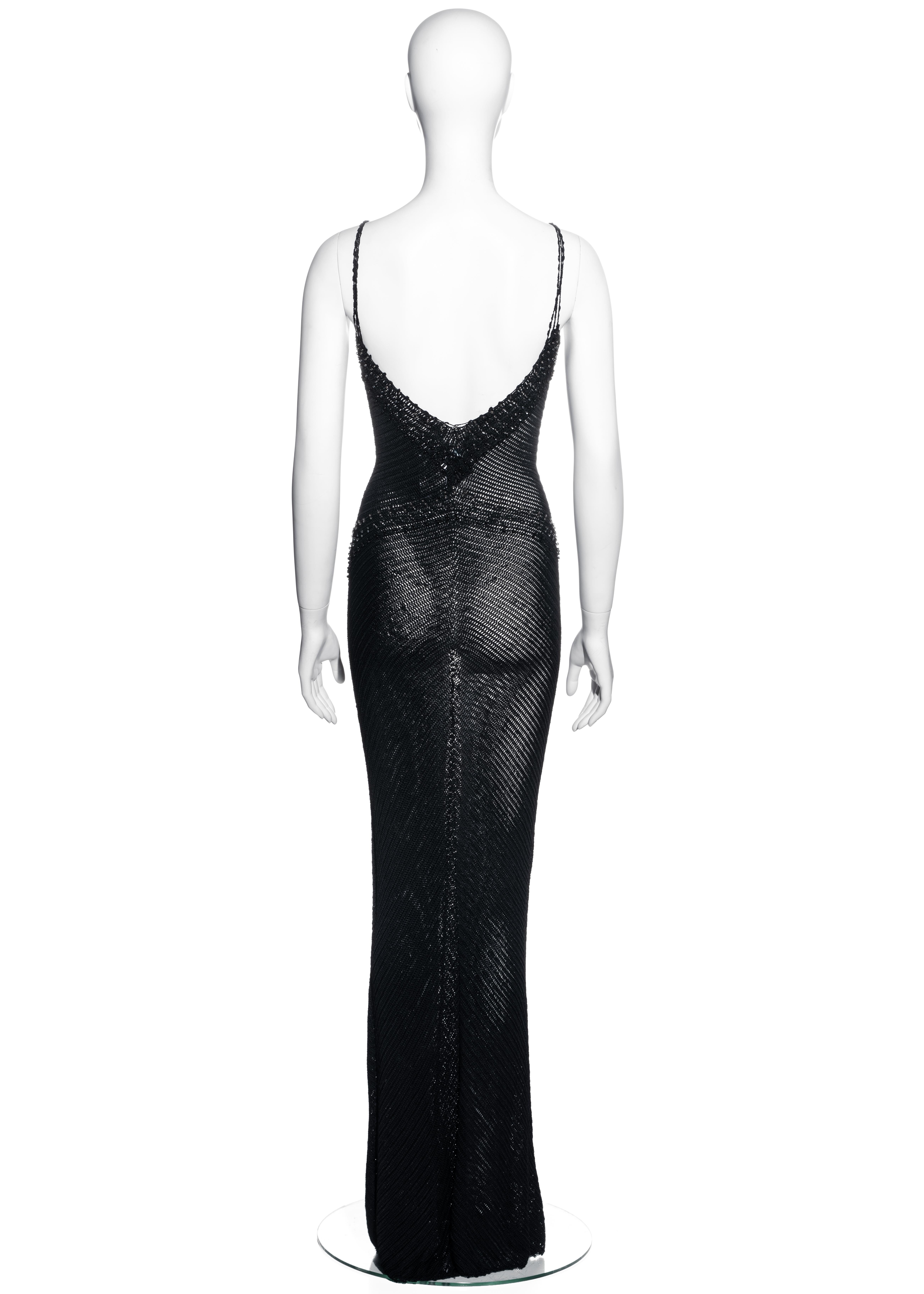 Giorgio Armani black rayon knit beaded maxi dress, c. 2000s In Excellent Condition In London, GB