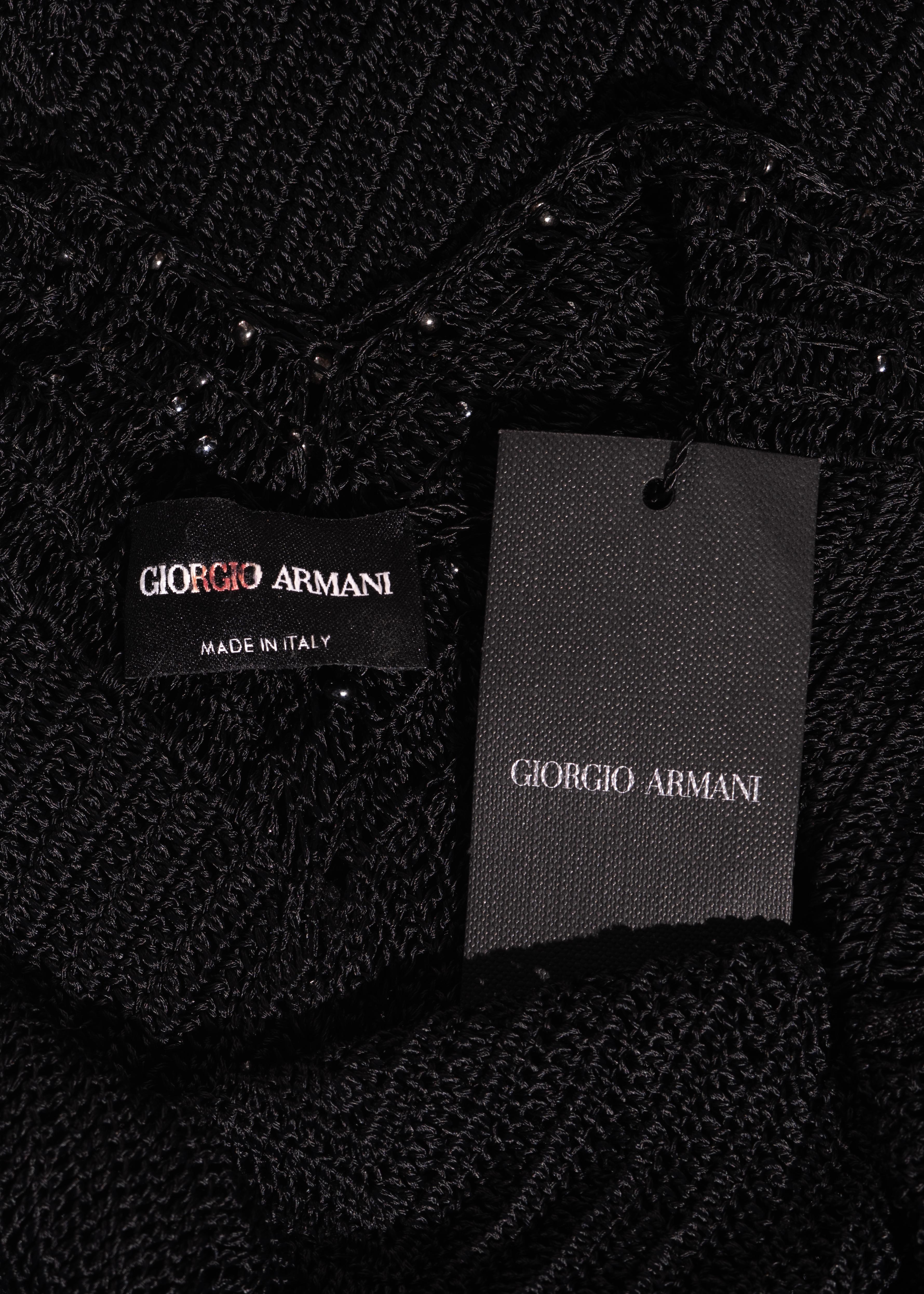 Women's Giorgio Armani black rayon knit beaded maxi dress, c. 2000s
