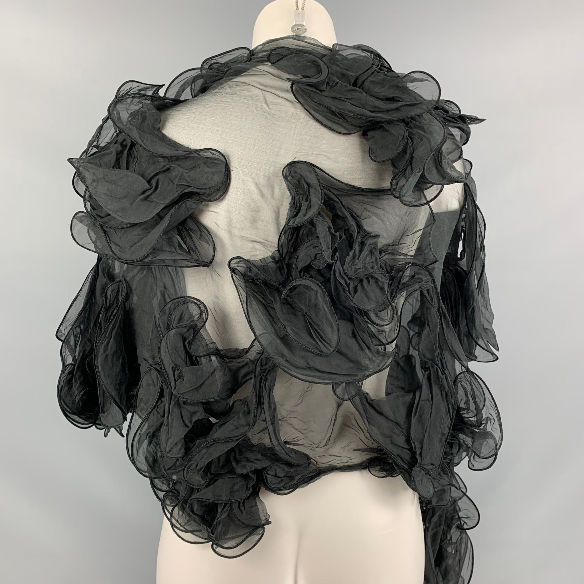 Women's GIORGIO ARMANI Black Ruched Silk Scarf / Shawls
