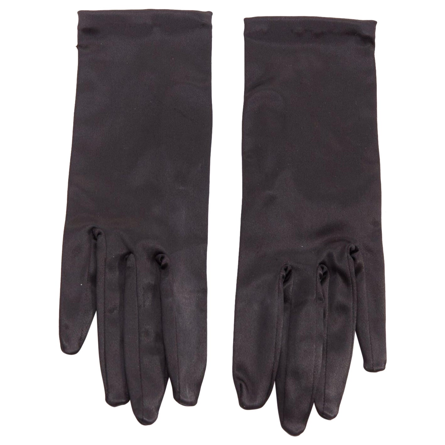 GIORGIO ARMANI Schwarzer Satin Classic kurze Abendhandschuhe