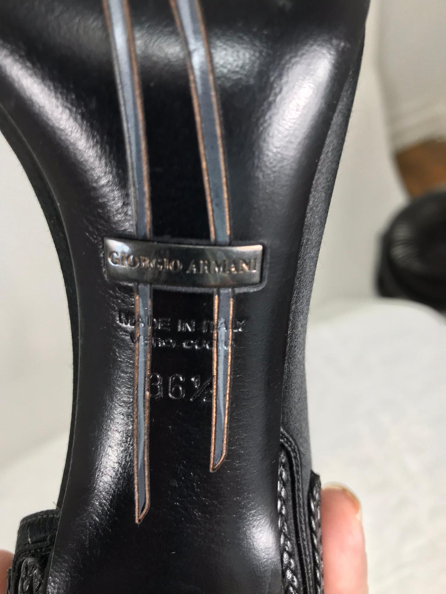 Giorgio Armani Black Satin D'orsay High Heel Pump Passementerie Detail 36 For Sale 1
