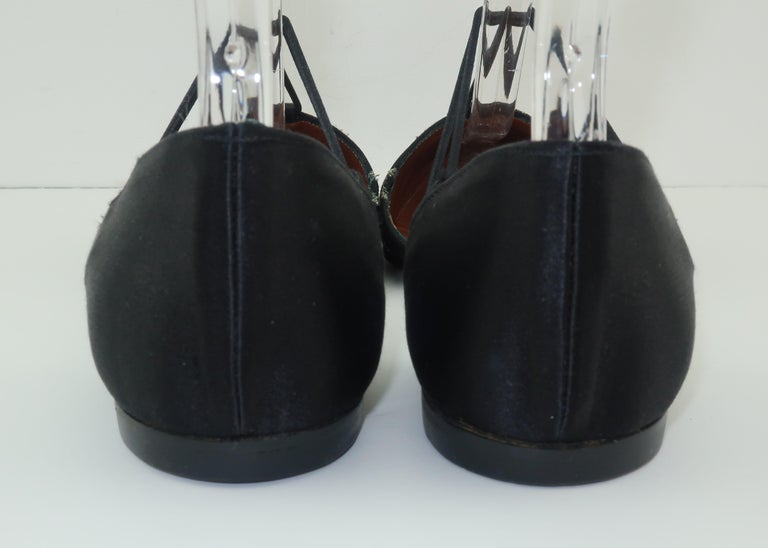 Giorgio Armani Black Satin Embroidered Shoes Sz 35 1/2 at 1stDibs