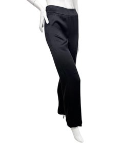 Pantaloni da sera Giorgio Armani in raso nero a gamba dritta, Made in Italy
