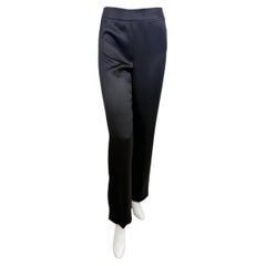 Pantaloni da sera Giorgio Armani in raso nero a gamba dritta, Made in Italy