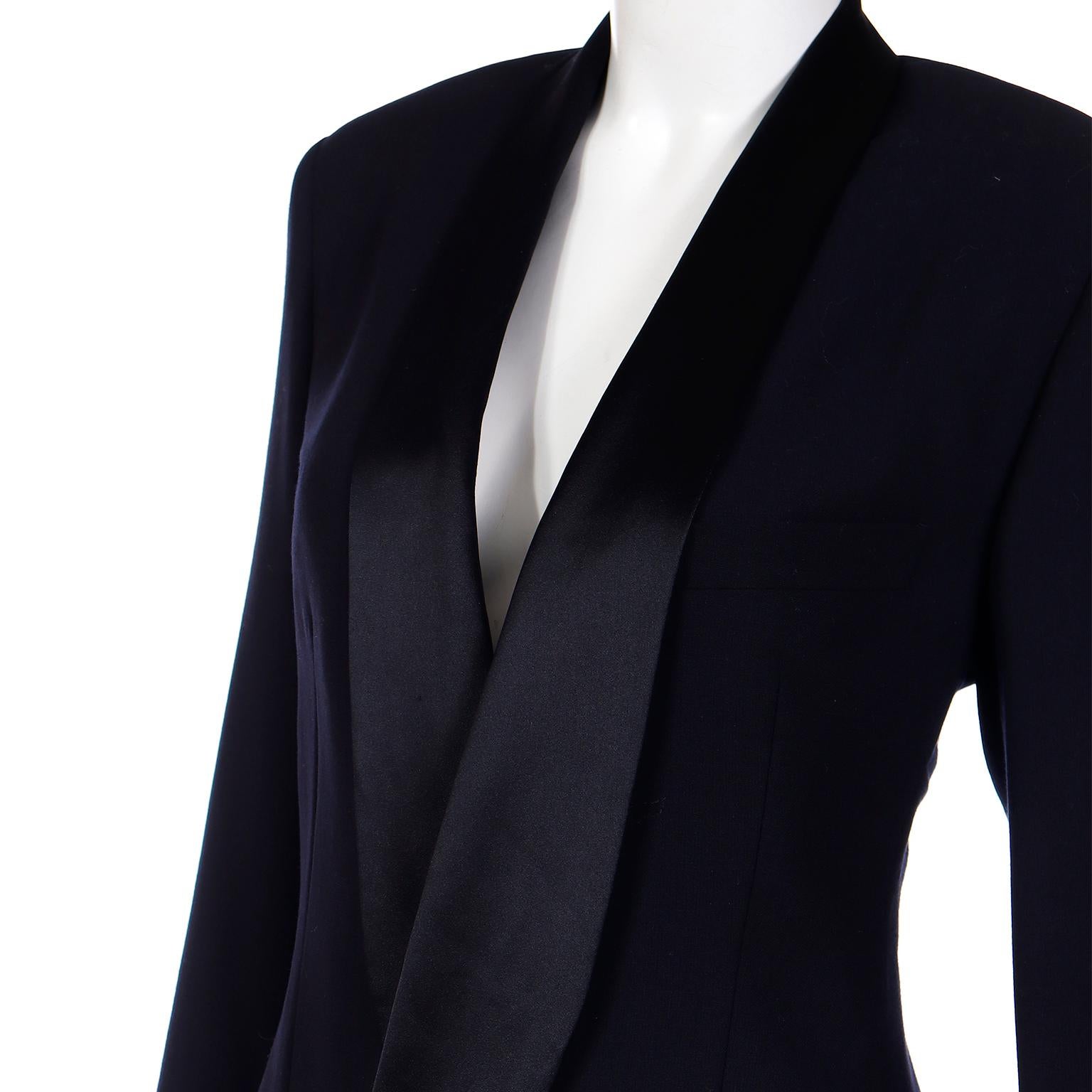 Men's Giorgio Armani Black Wool Vintage Longline Tuxedo Jacket
