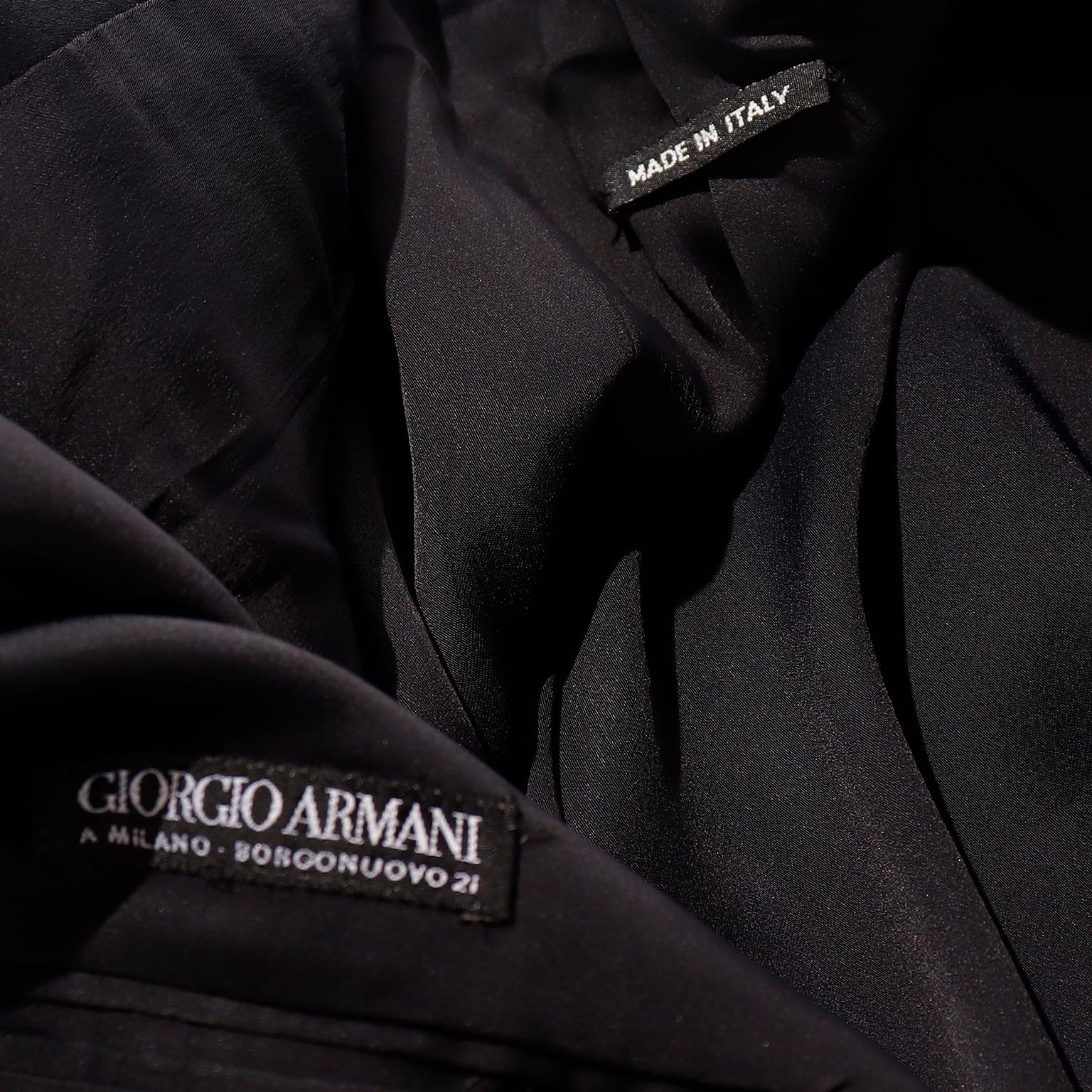 Giorgio Armani Black Wool Vintage Longline Tuxedo Jacket 1