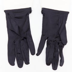 GIORGIO ARMANI black satin white cuff short evening gloves