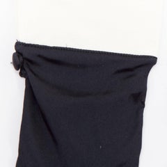 GIORGIO ARMANI black satin white cuff short evening gloves