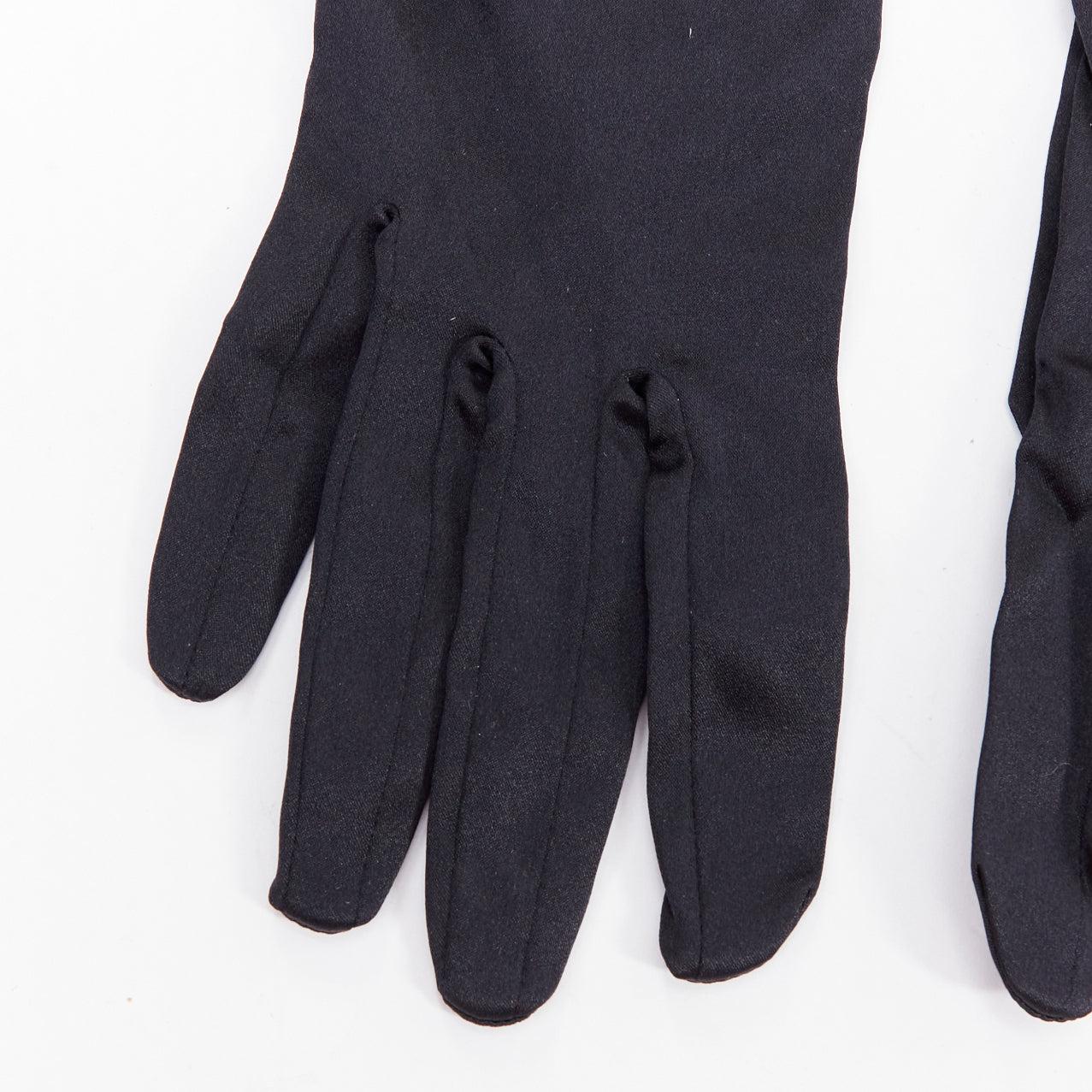 Nero GIORGIO ARMANI guanti da sera corti in raso nero con polsino bianco in vendita