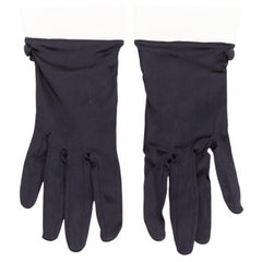 GIORGIO ARMANI black satin white cuff short evening gloves