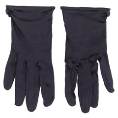 GIORGIO ARMANI black satin white cuff short evening gloves