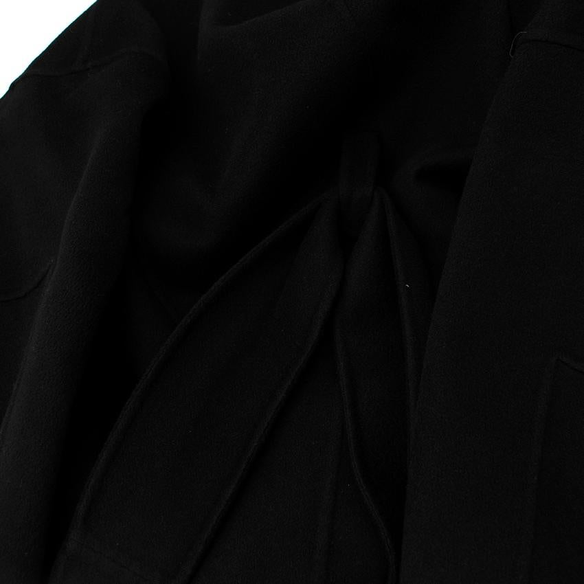 Giorgio Armani Black Seamed Belted Cashmere Coat For Sale 5