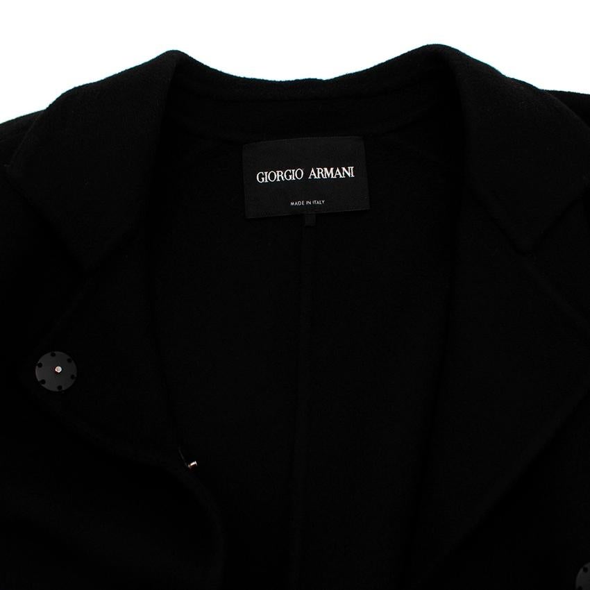 Giorgio Armani Black Seamed Belted Cashmere Coat In Excellent Condition For Sale In London, GB