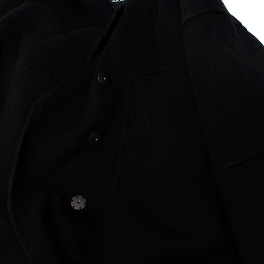 Giorgio Armani Black Seamed Belted Cashmere Coat For Sale 1