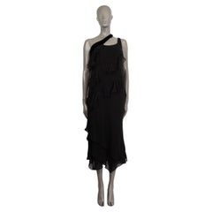 GIORGIO ARMANI - Vestito COCKTAIL ASIMMETRICO SLEEVELESS in seta nera 42 M