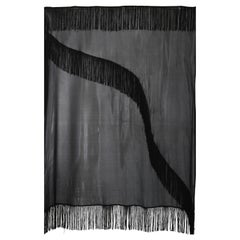 Giorgio Armani black  silk chiffon fringed shawl 1990