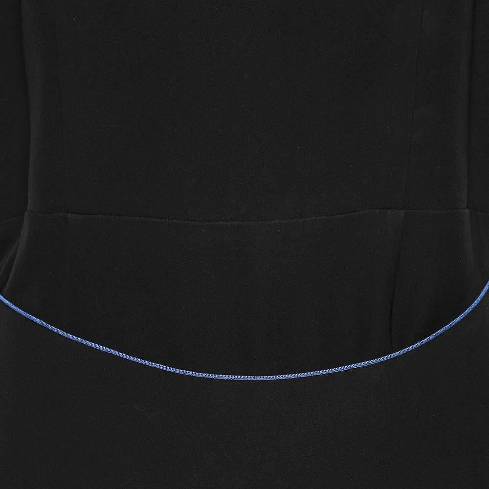 Women's Giorgio Armani Black Silk Crepe Contrast Trimmed Wrap Detailed Dress M