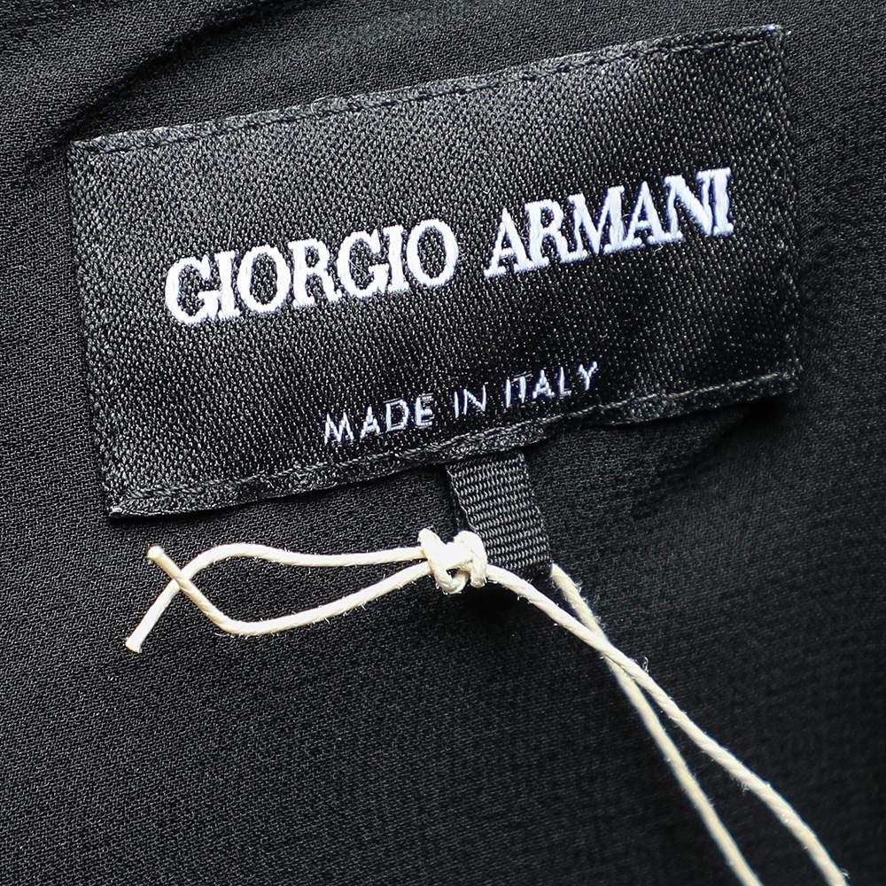 Giorgio Armani Black Silk Crepe Contrast Trimmed Wrap Detailed Dress M 1